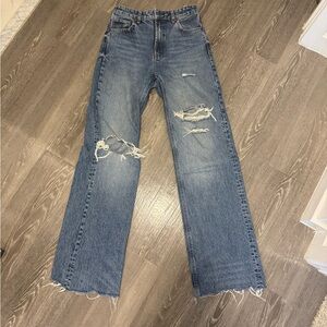 ZARA dark wash high rise wide leg Blue Jeans